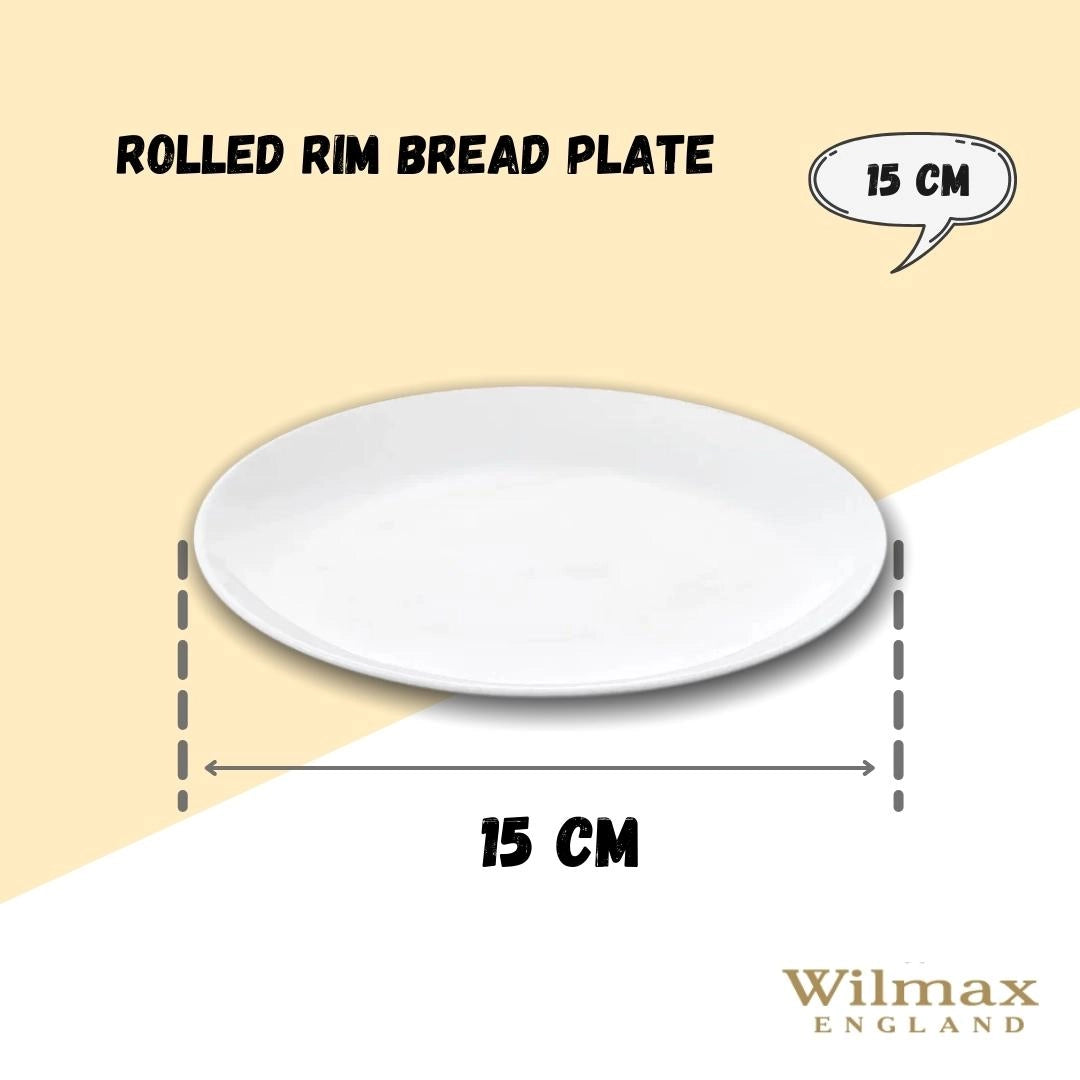 Wilmax Brotteller Weiß | Rollrand Design | Porzellan | Ø 15 cm | WL-991011/A