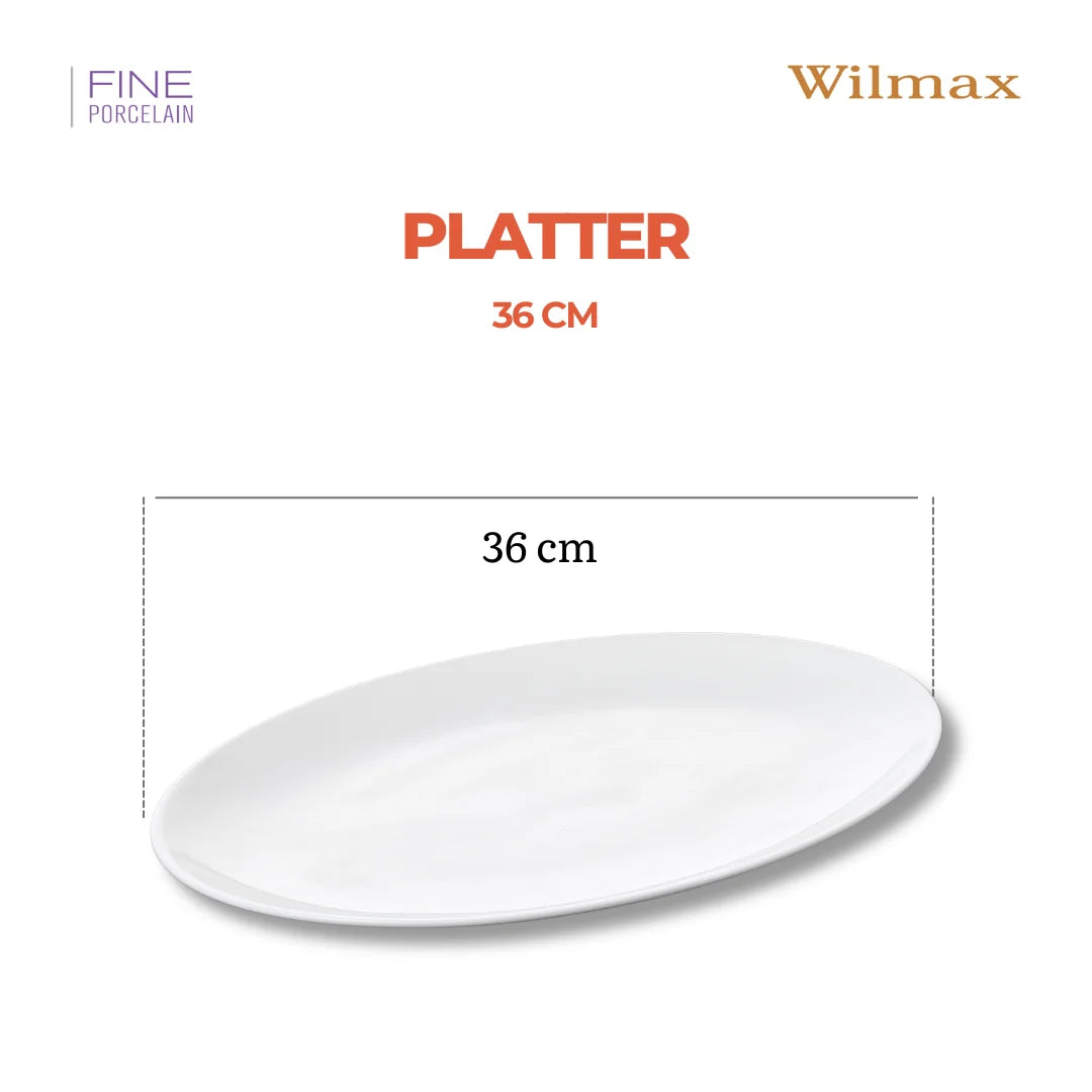 Wilmax Platte 36 cm Weiß aus Porzellan