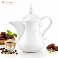 Wilmax Arabische Kaffee- und Teekanne mit integriertem Ausgusssieb 1000 ml Weiß aus Porzellan