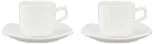 Wilmax WL-993041/2C Porzellan Kaffeetassen- und Untertassen-Set, Weiss, 90mL Kapazität, 2 Stück