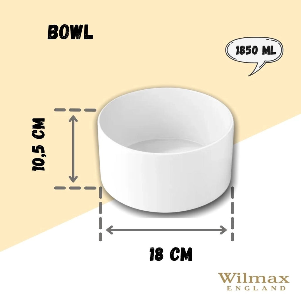 Wilmax Schale 18 cm 1850 ml aus Porzellan, Weiß WL-992747/A