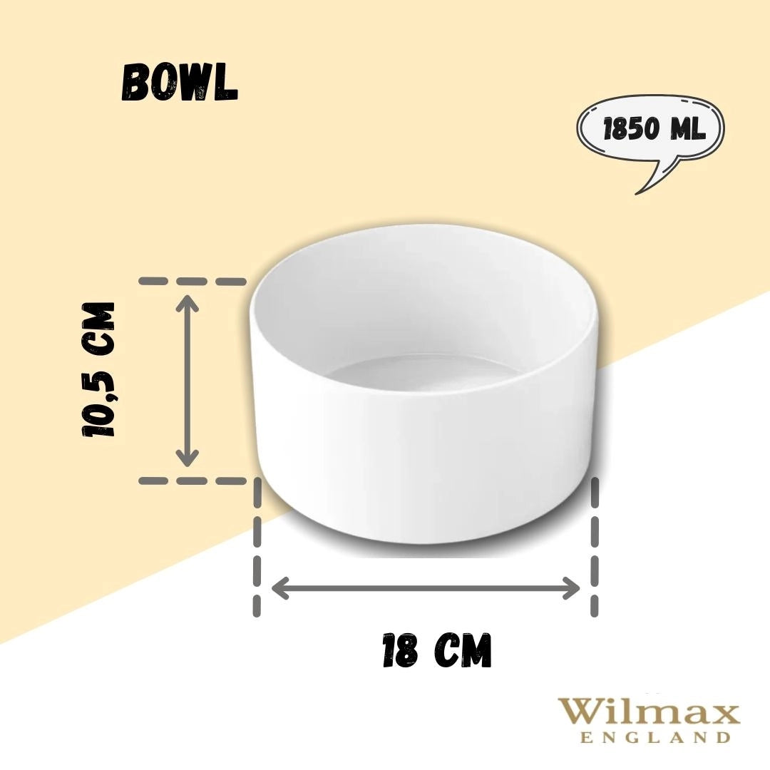 Wilmax Schale 18 cm 1850 ml aus Porzellan, Weiß WL-992747/A