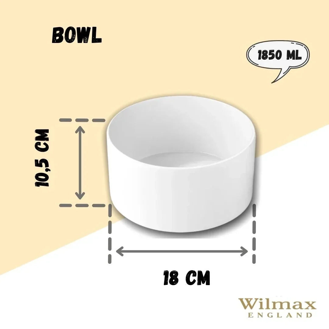 Wilmax Schale 18 cm 1850 ml Weiß aus Porzellan