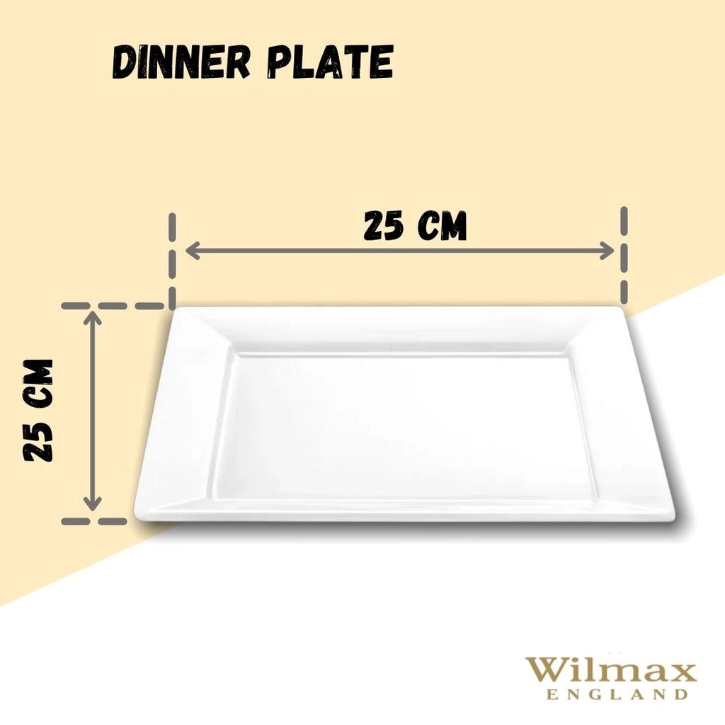 Wilmax Speiseteller 25 x 25 cm aus Porzellan, Weiß WL-991223/A