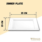 Wilmax Speiseteller 25 x 25 cm aus Porzellan, Weiß WL-991223/A