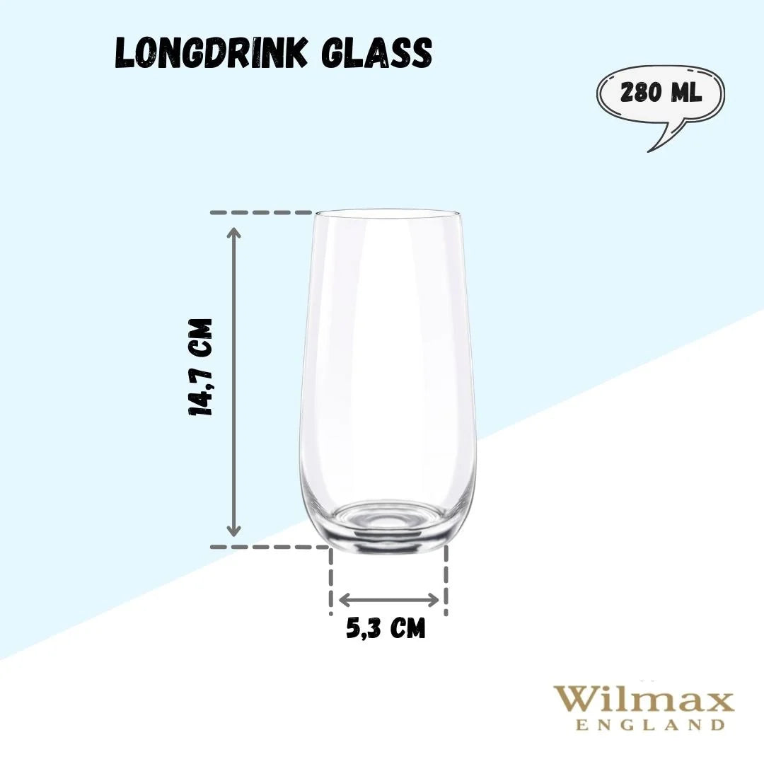 Wilmax Longdrinkglas 500 ml 2er-Set Transparent aus Kristallglas