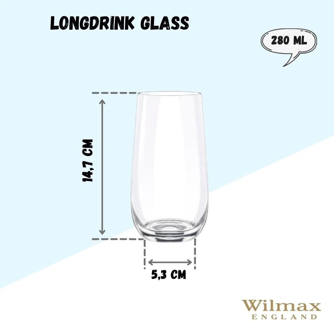 Wilmax Longdrinkglas 500 ml 2er-Set Transparent aus Crystalline-Serie