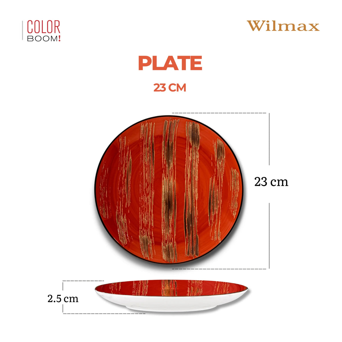 Wilmax Teller 23 cm 3er-Set Rot aus Porzellan