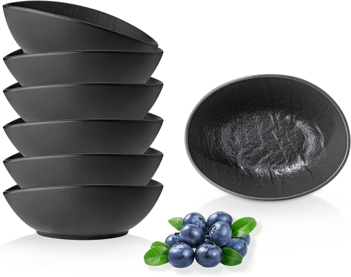 Wilmax Ovale Schale 13 × 10 × 6 cm 6er-Set Schwarz aus Porzellan
