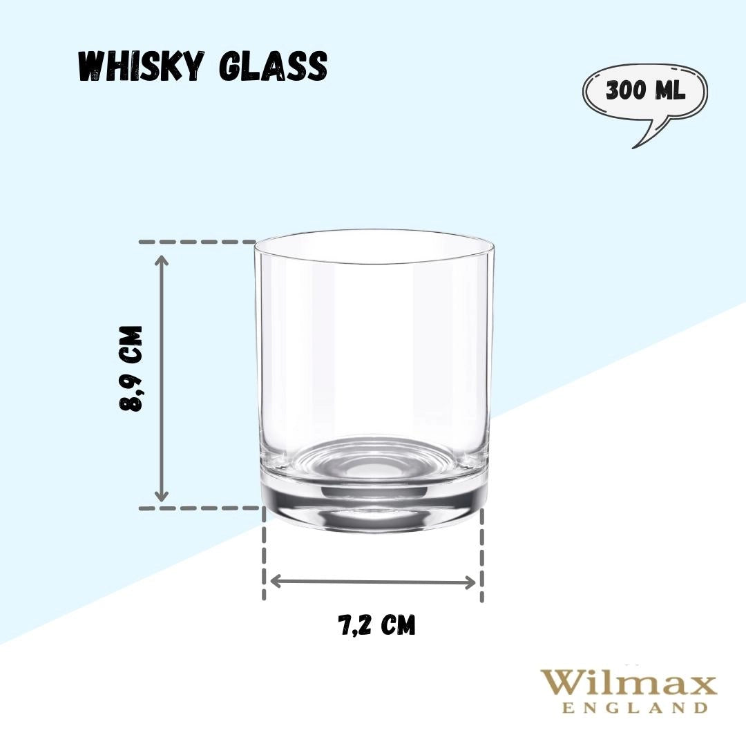 Wilmax Whiskyglas 300 ml Kristallglas Transparent 6er Set WL-888023/6A
