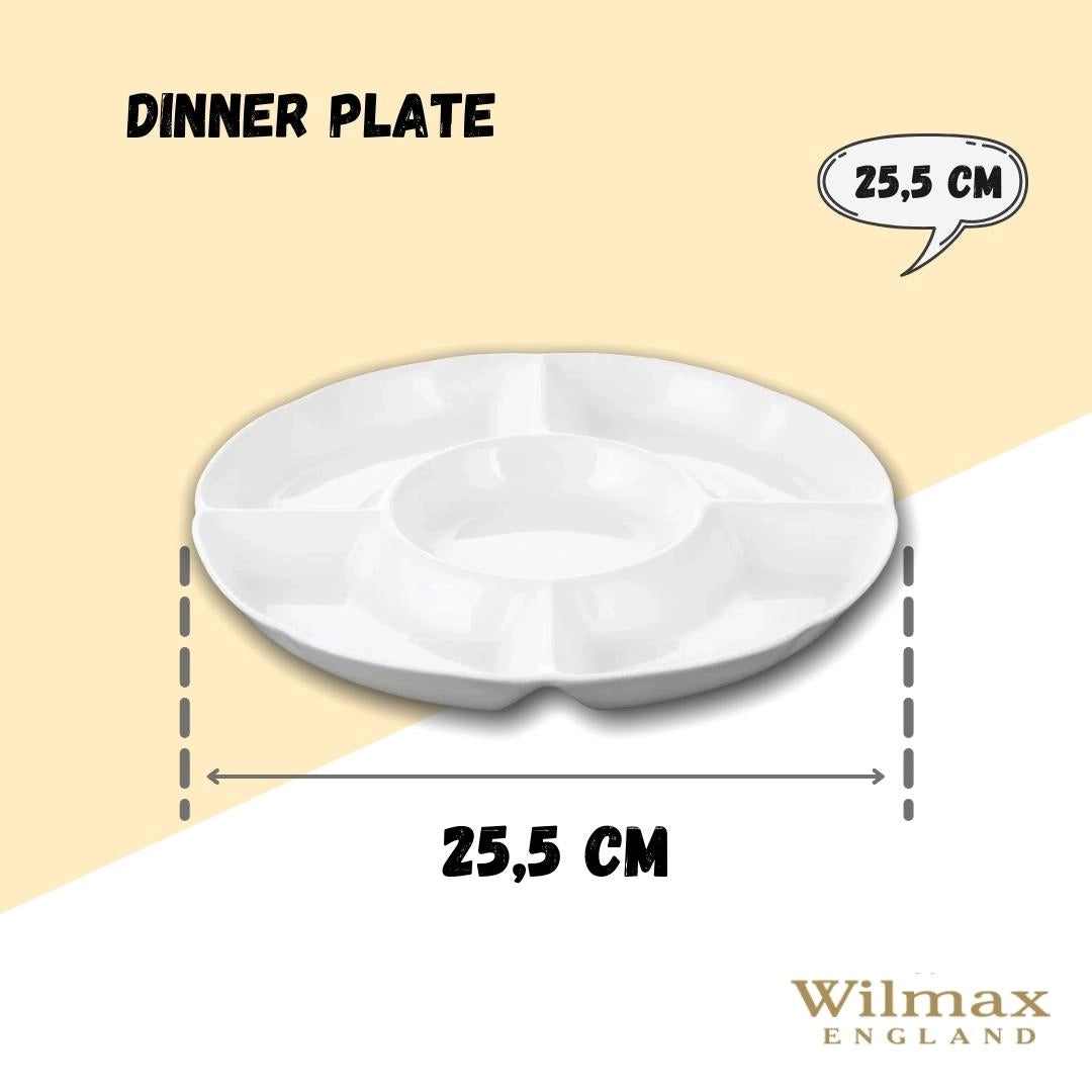 Wilmax Porzellan-Servierteller, 4-geteilt, rund, 25,5 cm, WL-992019/A