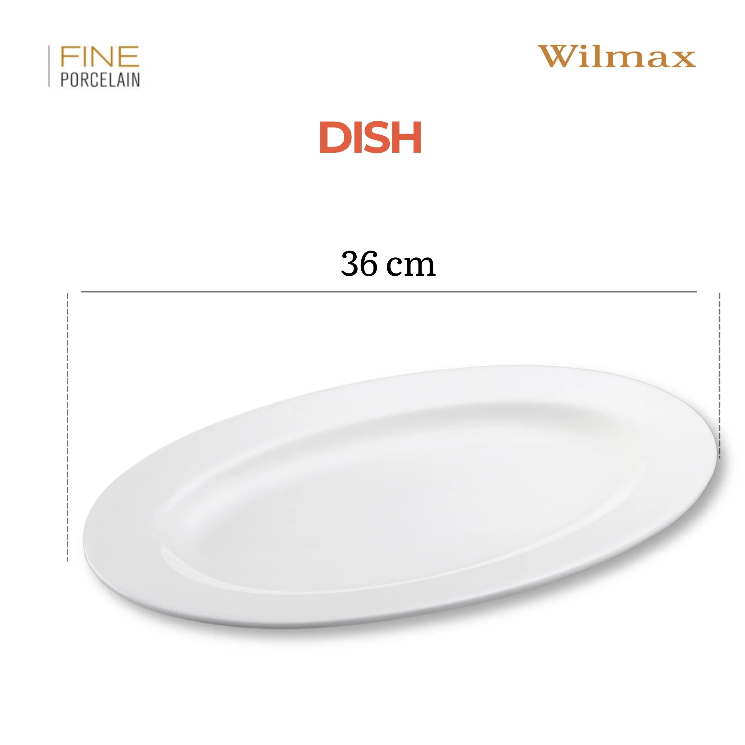 Wilmax Platte 36 cm Weiß aus Porzellan