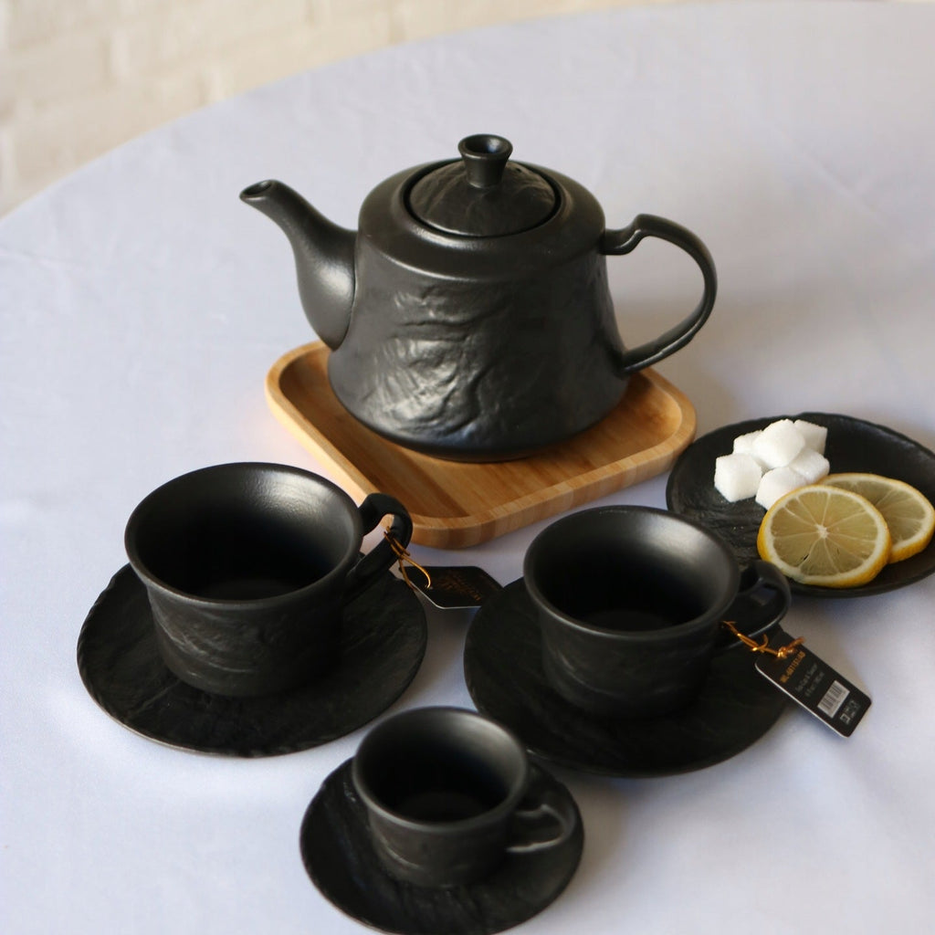 Wilmax Tasse mit Untertasse 180 ml 2er-Set Schwarz aus Porzellan
