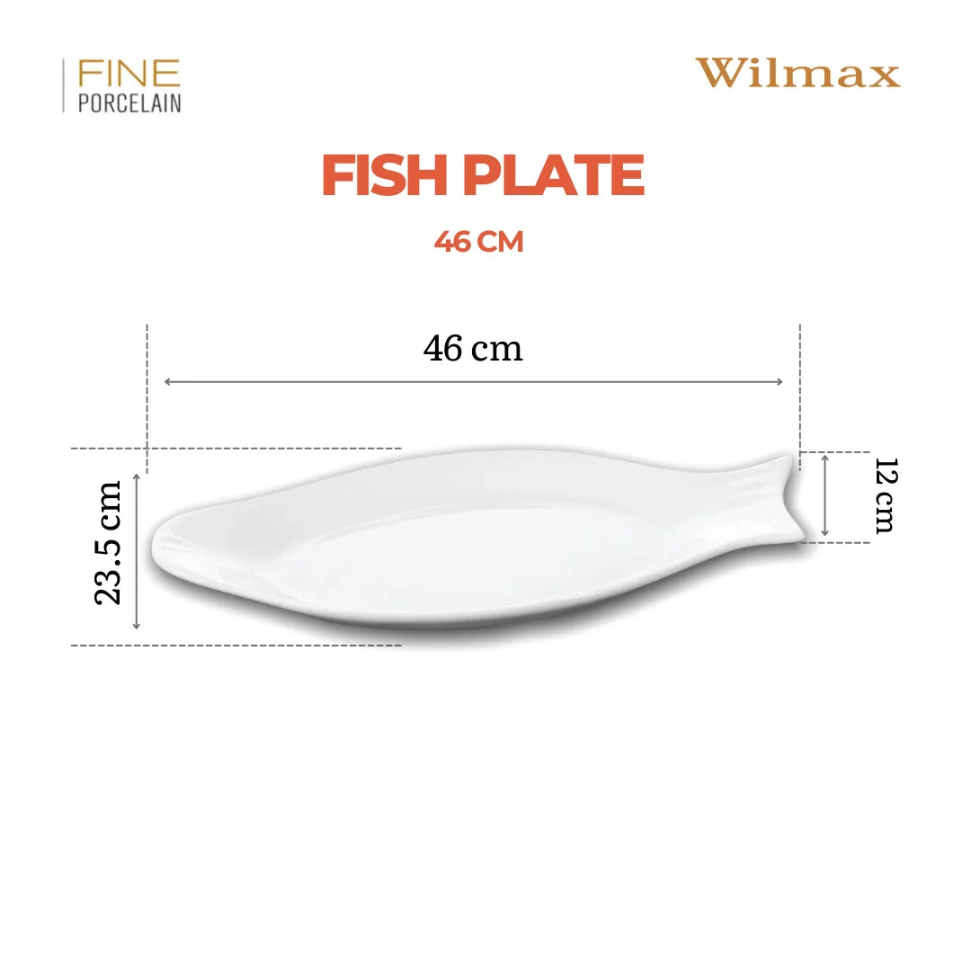 Wilmax Fischplatte 46 cm Weiß aus Porzellan