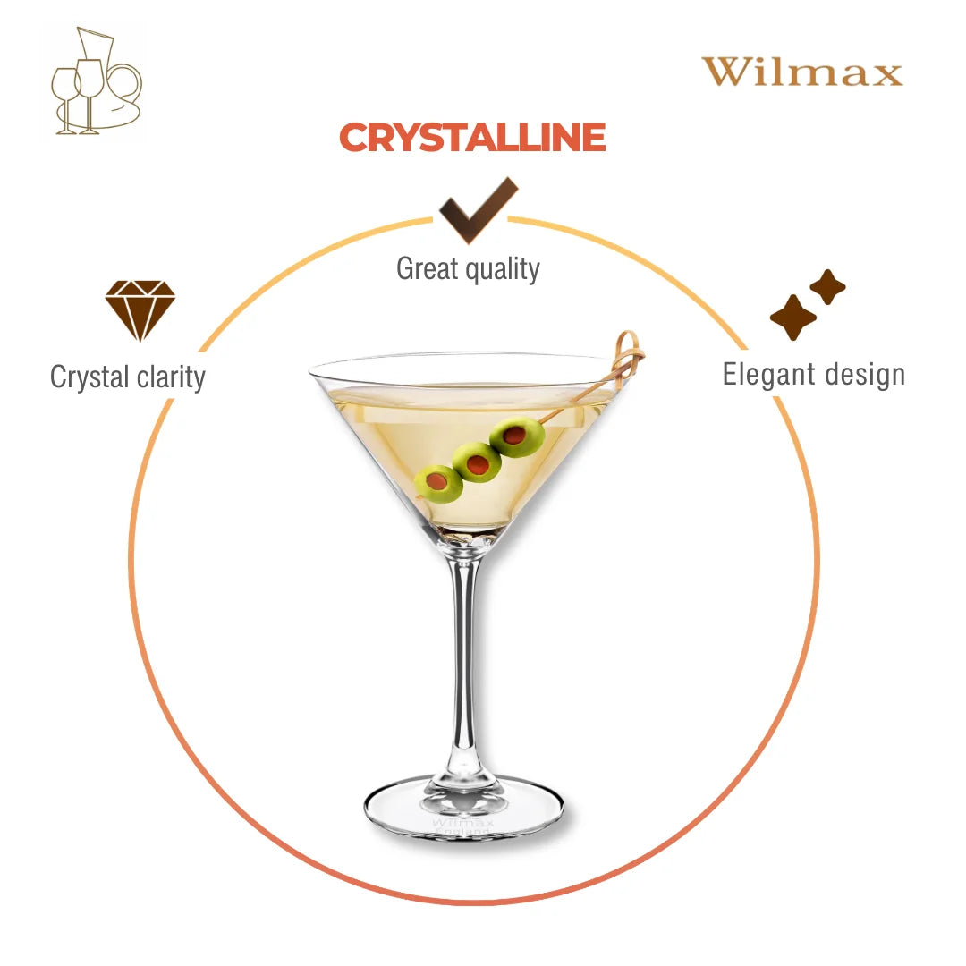 Wilmax Martiniglas 270 ml 6er-Set Transparent aus Wilmax Crystalline-Serie