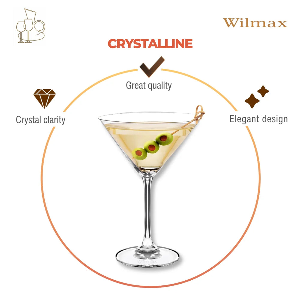 Wilmax Martiniglas 270 ml 6er-Set Transparent aus Wilmax Crystalline-Serie