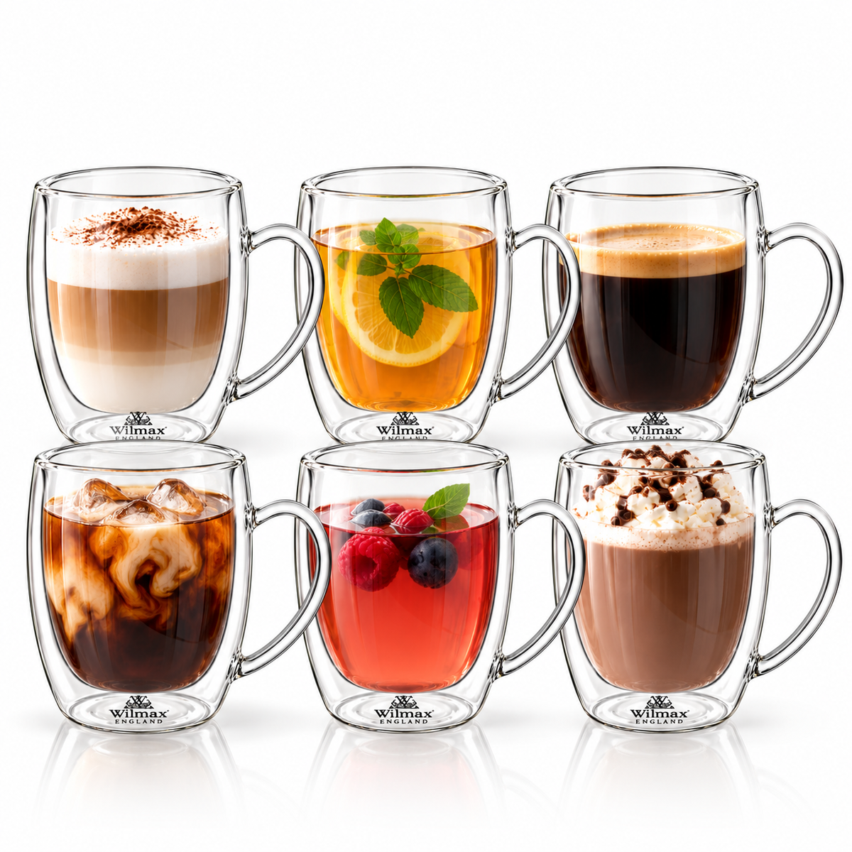 Wilmax Doppelwandiger Thermobecher 500 ml 6er-Set Transparent