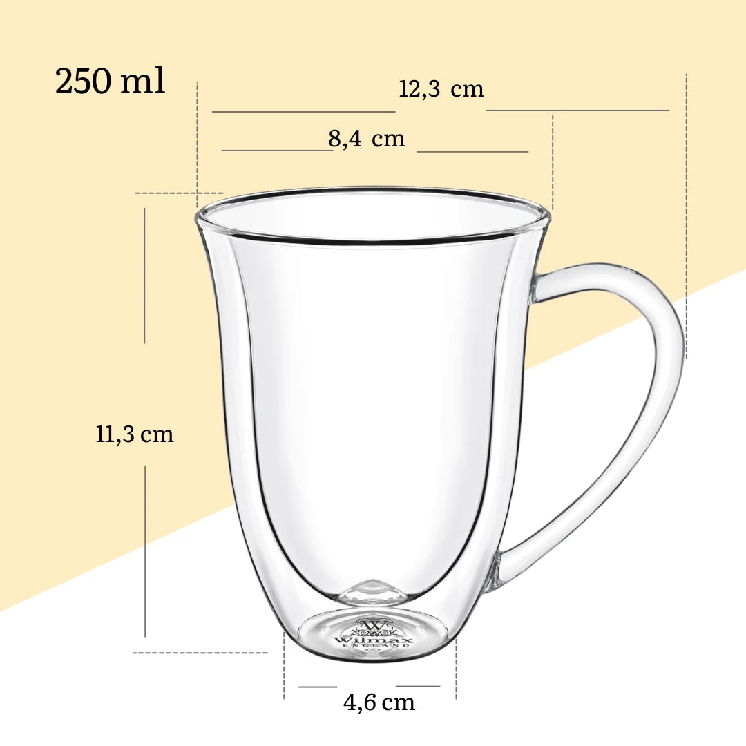 Wilmax Doppelwandige Tasse 250 ml 6er-Set Transparent