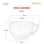 Wilmax Jumbo-Becher 500 ml Weiß aus Porzellan
