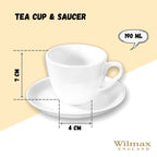 Wilmax Teetasse mit Untertasse 190 ml Weiß Porzellan WL-993175/AB
