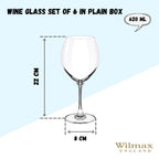 Wilmax Weinglas 620 ml Kristallglas Transparent 6er Set WL-888011/6A