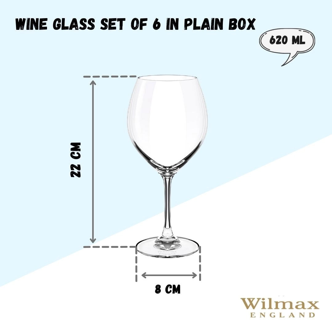 Wilmax Weinglas 620 ml Kristallglas Transparent 6er Set WL-888011/6A