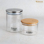 Wilmax Vorratsglas 400 ml mit Bambusdeckel 3er-Set Transparent