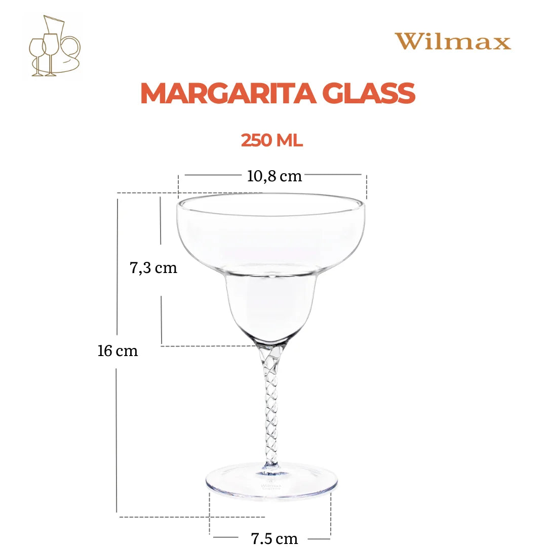 Wilmax Margaritaglas 250 ml 2er-Set Transparent aus Wilmax Crystalline-Serie