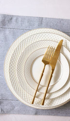 Wilmax Teller 18 cm Weiß mit Goldrand aus Porzellan