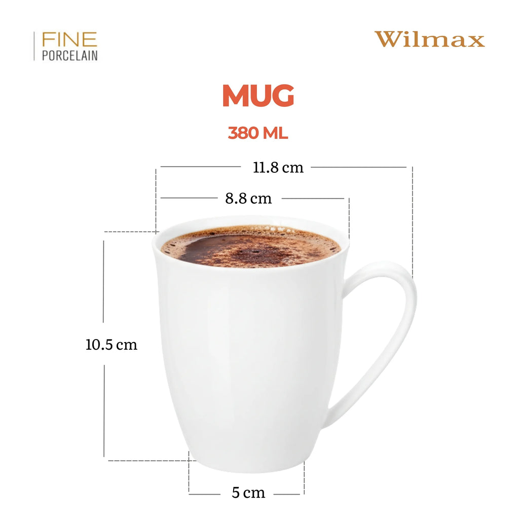 Wilmax Tasse 380 ml 4er-Set Weiß aus Porzellan