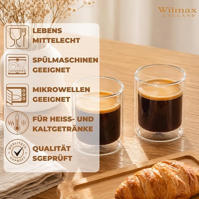 Wilmax Doppelwandiges Glas 300 ml Transparent