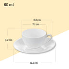 Wilmax Espressotasse mit Untertasse 80 ml 6er-Set