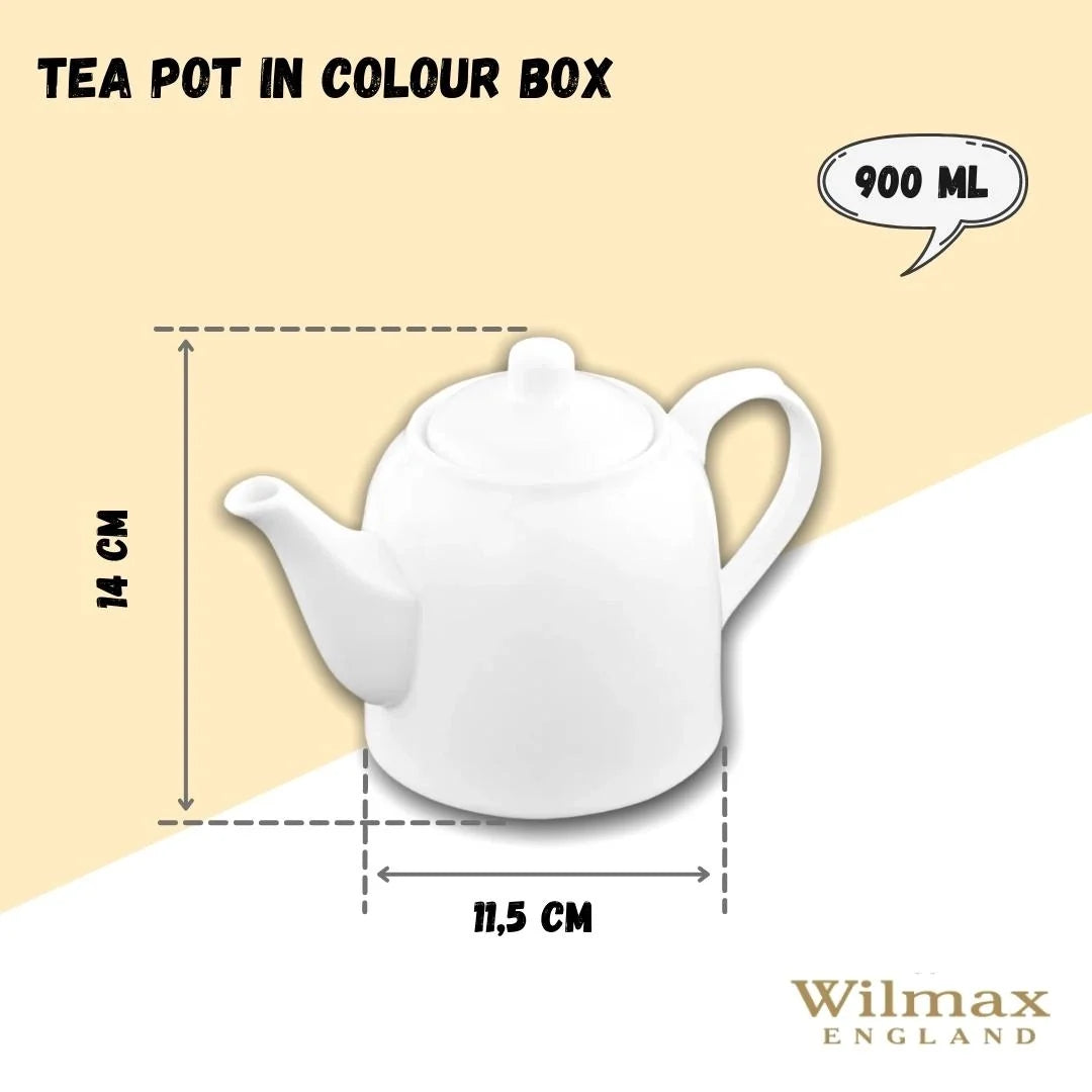 Wilmax Kaffee- und Teekanne mit integriertem Ausgusssieb 900 ml Weiß aus Porzellan