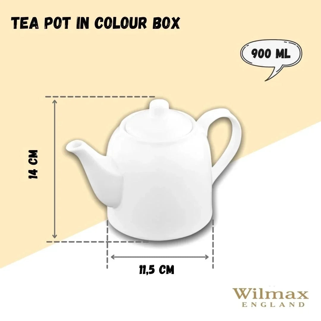 Wilmax Kaffee- und Teekanne mit integriertem Ausgusssieb 900 ml Weiß aus Porzellan