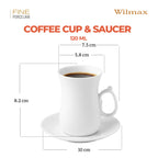 Wilmax Tasse mit Untertassen 6er-Set Weiß aus Porzellan