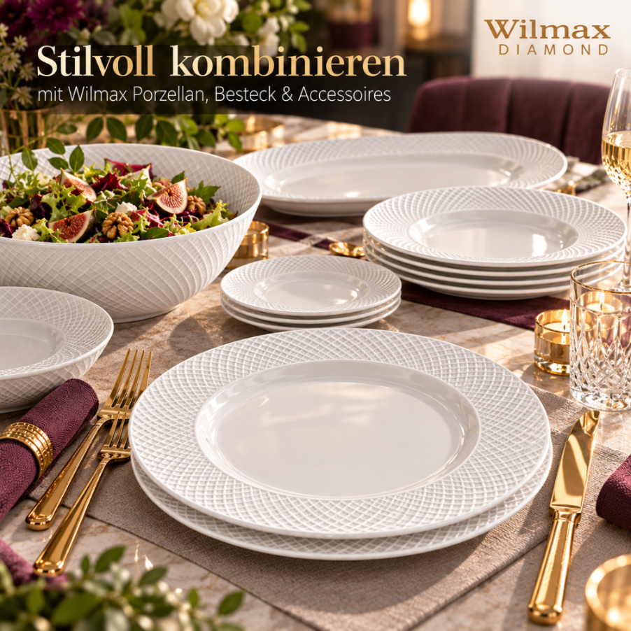 Wilmax Teller 28 cm Weiß aus Porzellan