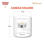 Wilmax Teelichthalter für 1 Teelicht 9 cm Transparent aus Glas