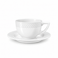 Wilmax Tasse mit Untertasse 170 ml Weiß aus Porzellan