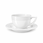 Wilmax Tasse mit Untertasse 170 ml Weiß aus Porzellan