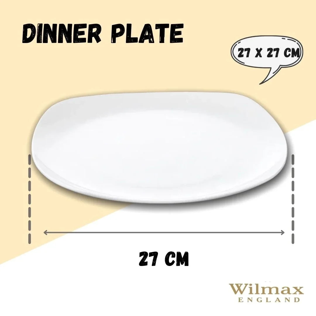 Wilmax Quadratischer Speiseteller 27 × 27 cm Weiß aus Porzellan