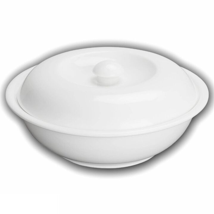 Wilmax Schale mit Deckel 1700 ml 26 cm aus Porzellan, Weiß WL-992442/A