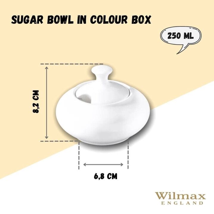 Wilmax Porzellan Zuckerdose mit Deckel, 250 ml, WL-995021/A