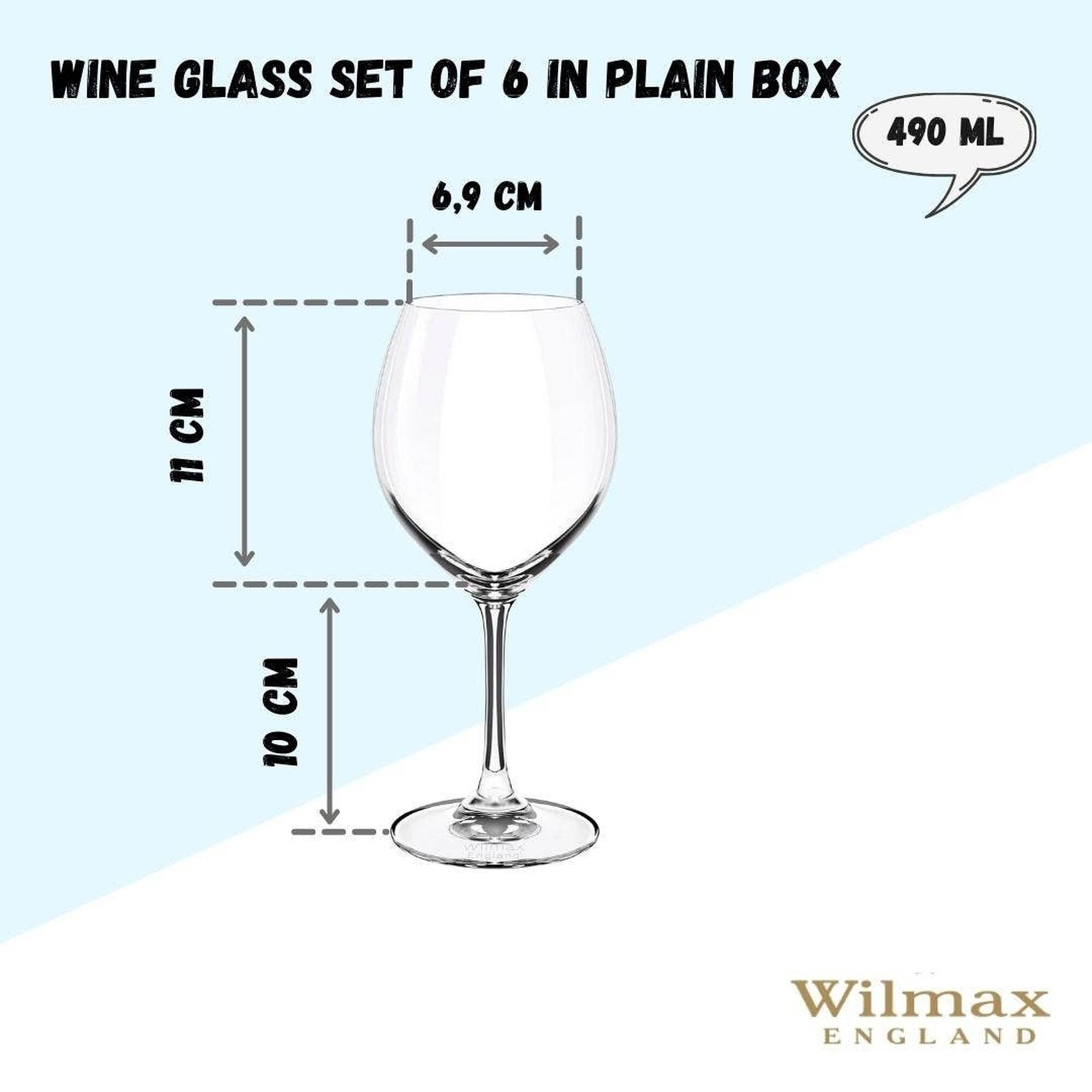 Wilmax Weinglas 490 ml Kristallglas Transparent 6er Set WL-888010/6A