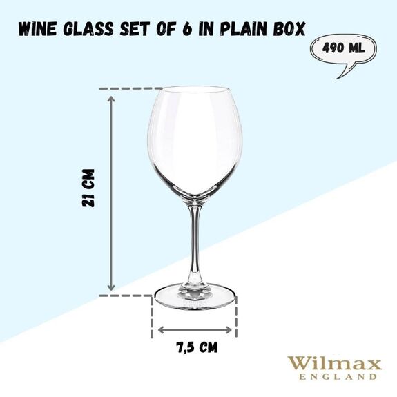 Wilmax Weinglas 490 ml Kristallglas Transparent 6er Set WL-888010/6A