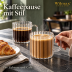 Wilmax Hitzebeständige Glastasse mit Henkel 250 ml 6er-Set aus Glas