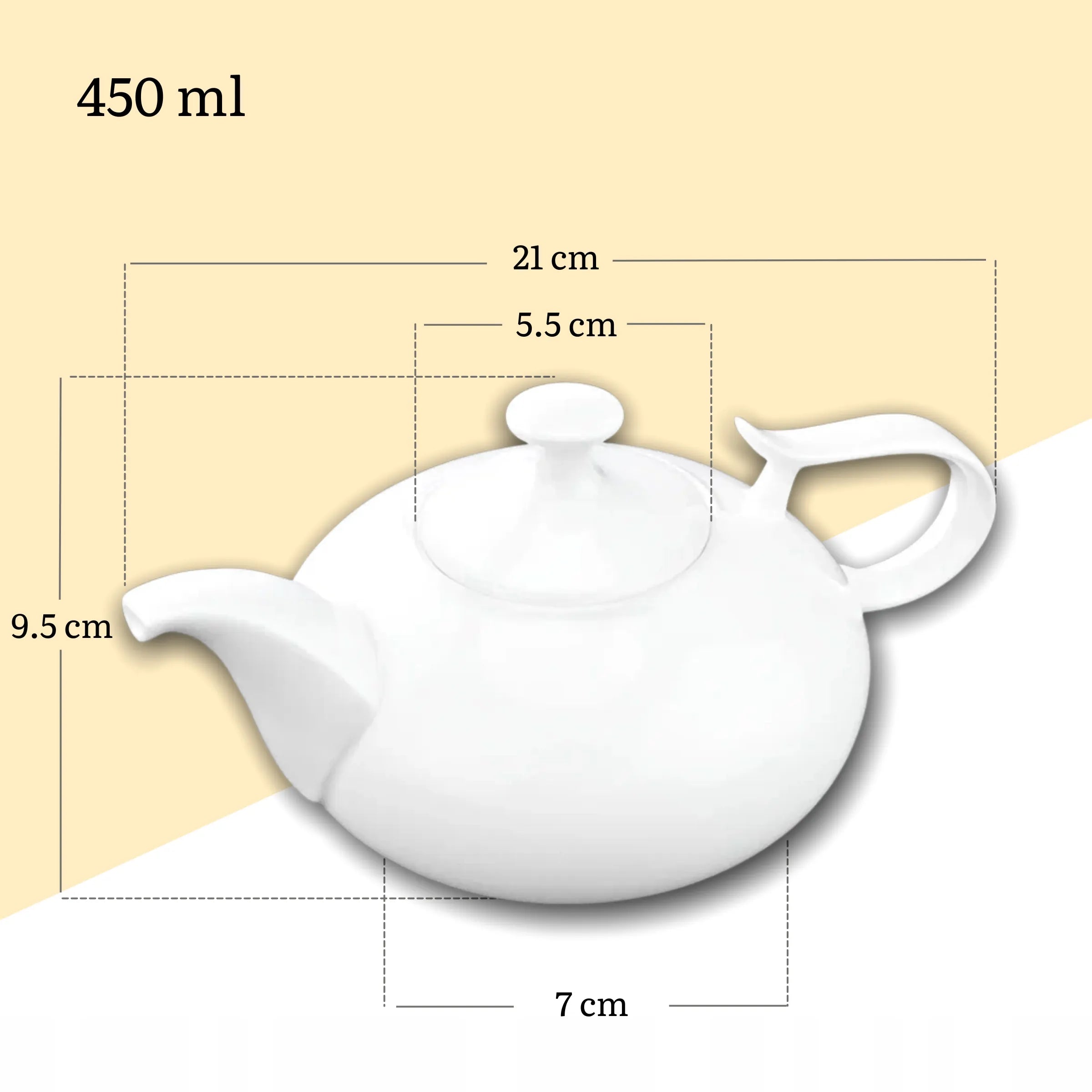 Wilmax Kaffee- und Teekanne mit integriertem Ausgusssieb 450 ml Weiß aus Porzellan