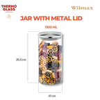 Wilmax Vorratsglas 1300 ml mit Edelstahldeckel Transparent