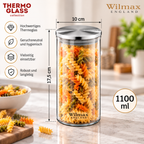 Wilmax Vorratsglas 1100 ml mit Edelstahldeckel 3er-Set Transparent