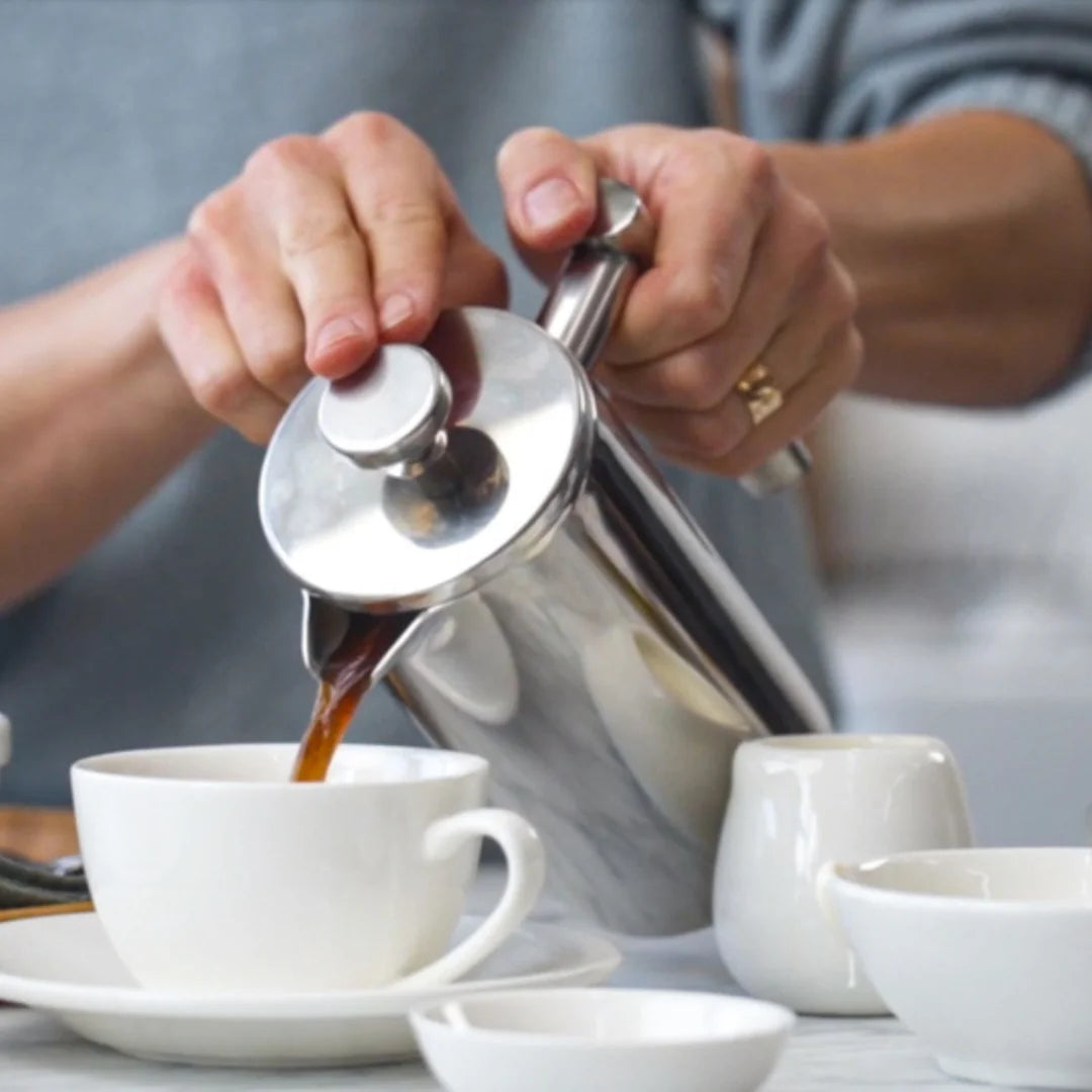 Wilmax Doppelwandige French Press 1000 ml Silber aus Edelstahl