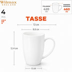 Wilmax Tasse 460 ml 4er-Set Weiß aus Porzellan